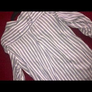 Dressy Striped Quarter-Sleeve Button Down